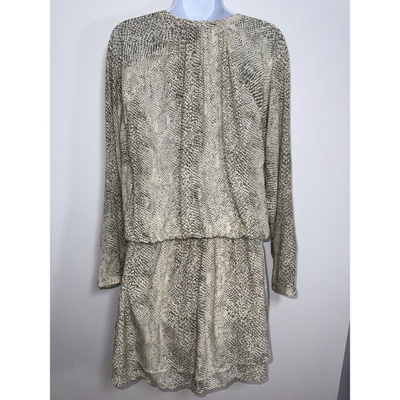 Rails Jasmine Mini Dress Cream Snakeskin Women's Large Smocked Waist V-Neck - Picture 8 of 14